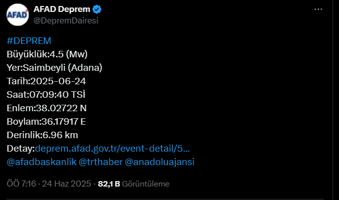 son dakika deprem adana, deprem son dakika adana, adana da deprem mi oldu, adana saimbeyli, adana da deprem son dakika