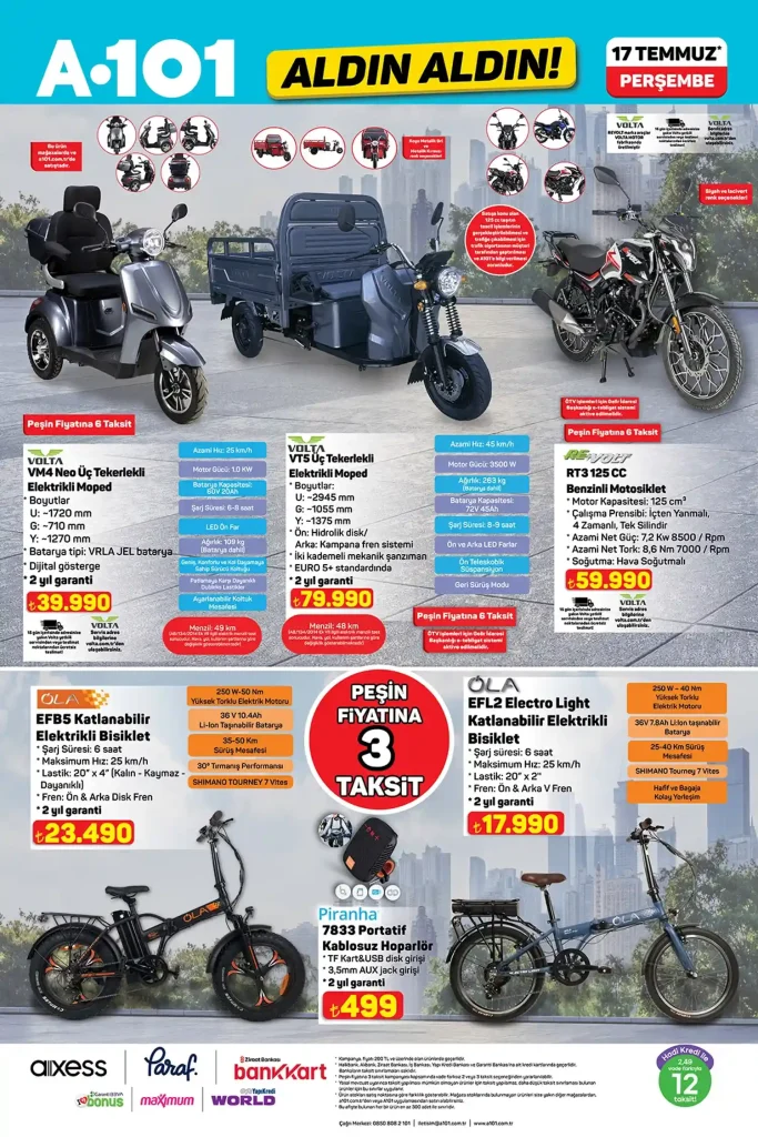 a101 17 temmuz 2025 aktüel kataloğu, a101 aktüel kataloğu, a101 17 temmuz perşembe, a101 aktüel, a101 elektrikli moped