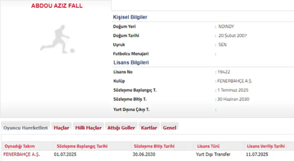 abdou aziz fall transfermarkt, abdou aziz fall transfer, aziz fall fenerbahçe, fenerbahçe transfer, abdou aziz fall