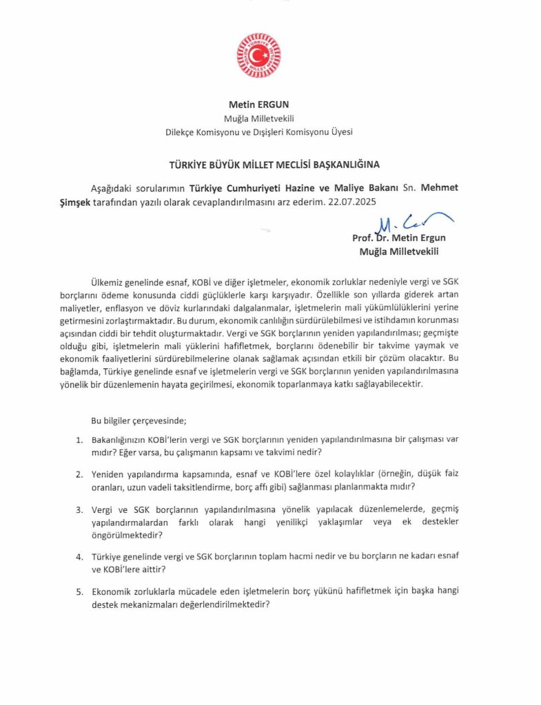 iyi parti muğla, metin ergun, sgk borcu,  vergi borcu, mehmet şimşek