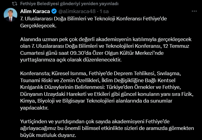uluslararası doğa bilimleri ve teknolojileri konferansı fethiye