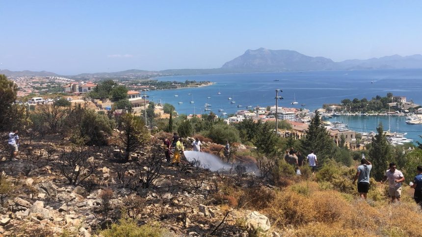 datça yangın, datça yangın söndürme, datça panorama tepesi, datça, datça panorama tepesi yangın