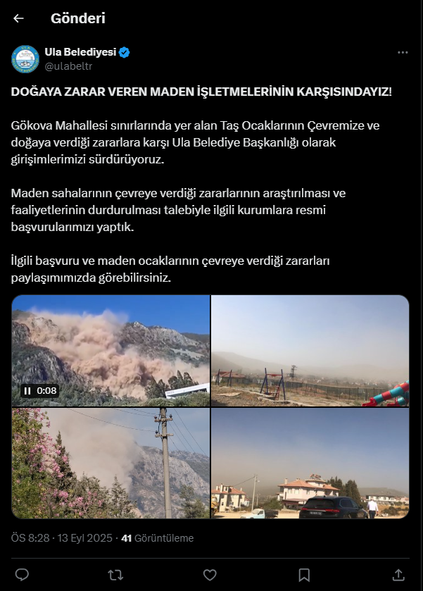 ula belediyesi taş ocağı, gökova taş ocağı, gökova taş ocağı dinamit, ula dinamit, ula belediyesi