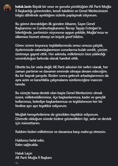 ak parti muğla, ak parti muğla il başkanı, ak parti muğla il başkanı istifa,ak parti muğla il başkanı görevden ayrıldı,  haluk laçin
