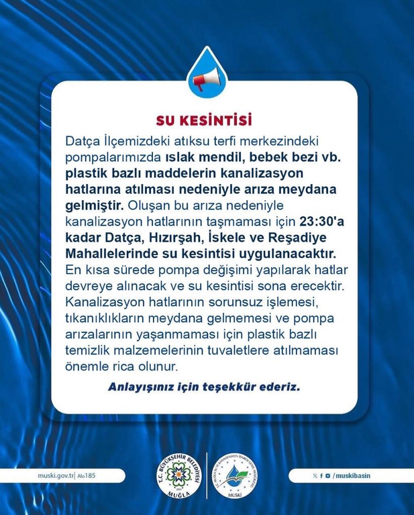 muski datça su kesintisi