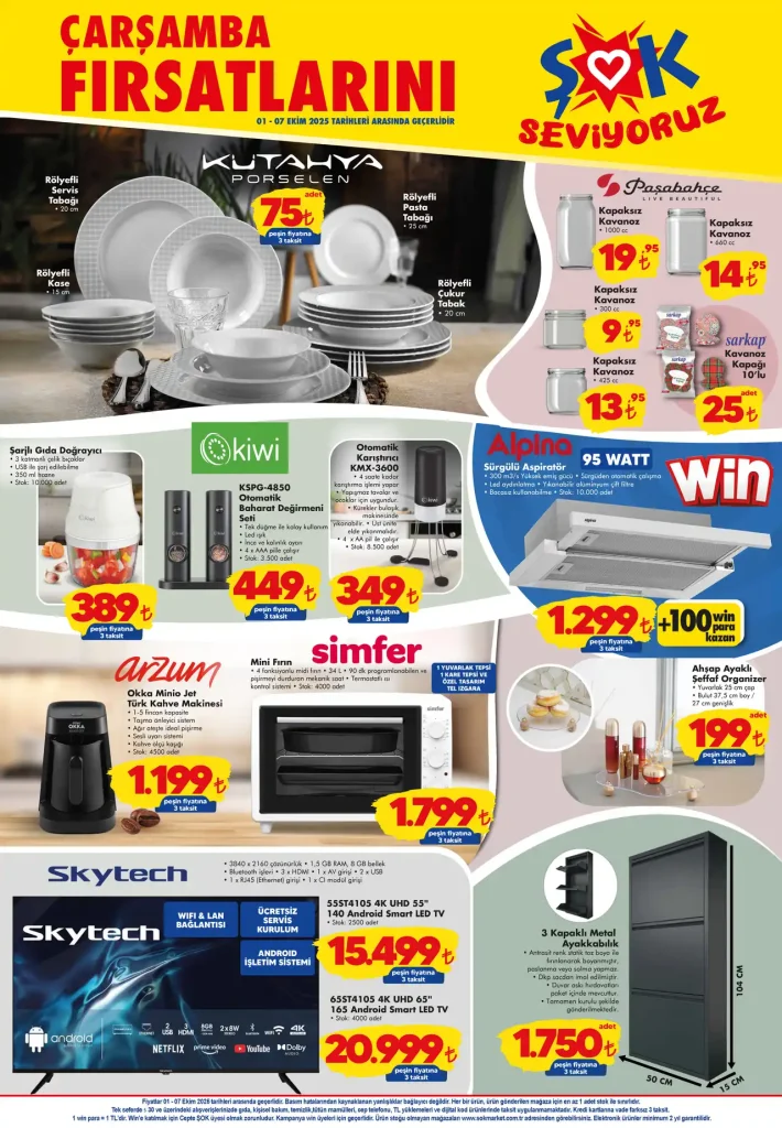 şok aktüel katalog, 1 ekim 2025 şok fırsatları, şok arzum süpürge fiyatı, şok philips ütü kampanya, şok skytech televizyon indirim