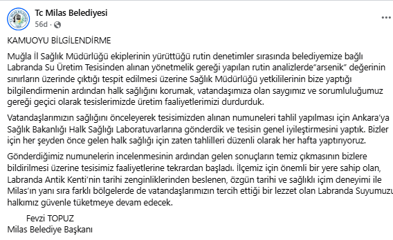 labranda su, labranda su üretimi, milas belediyesi su, milas belediyesi, milas belediyesi labranda su