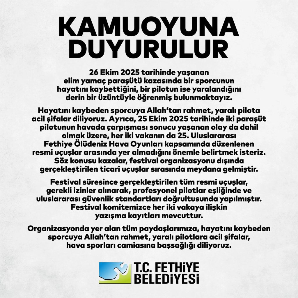 fethiye, fethiye paraşüt kazası, fethiye belediyesi, fethiye ölüdeniz hava oyunları, fethiye ölüdeniz