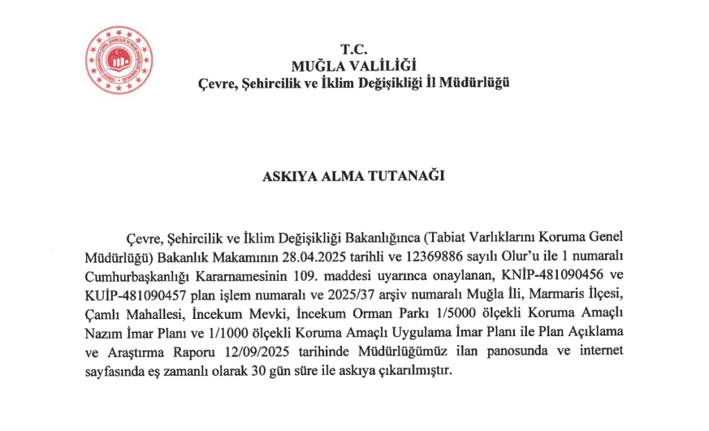 marmaris incekum imar planı incekum imar planı itiraz dilekçesi