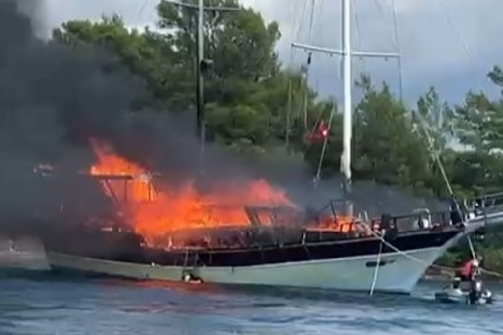 göcek tekne yangını, göcek, tekne yangını, fethiye göcek, fethiye tekne yangını
