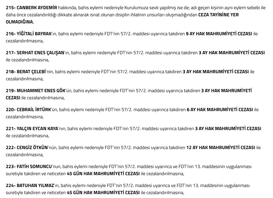 bahis soruşturması, 2 lig futbolcularına bahis cezası, muğlaspor bahis cezası, fethiyespor bahis cezası, bahis cezası