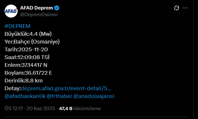 osmaniye deprem, osmaniye son deprem, son dakika osmaniye deprem, afad osmaniye deprem, afad osmaniye