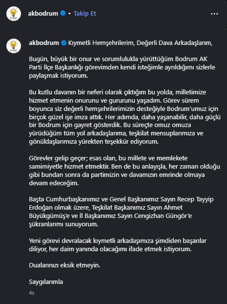 ak parti bodrum, ak parti bodrum ilçe başkanı, ak parti bodrum ilçe başkanı istifa, akp bodrum, akp bodrum istifa