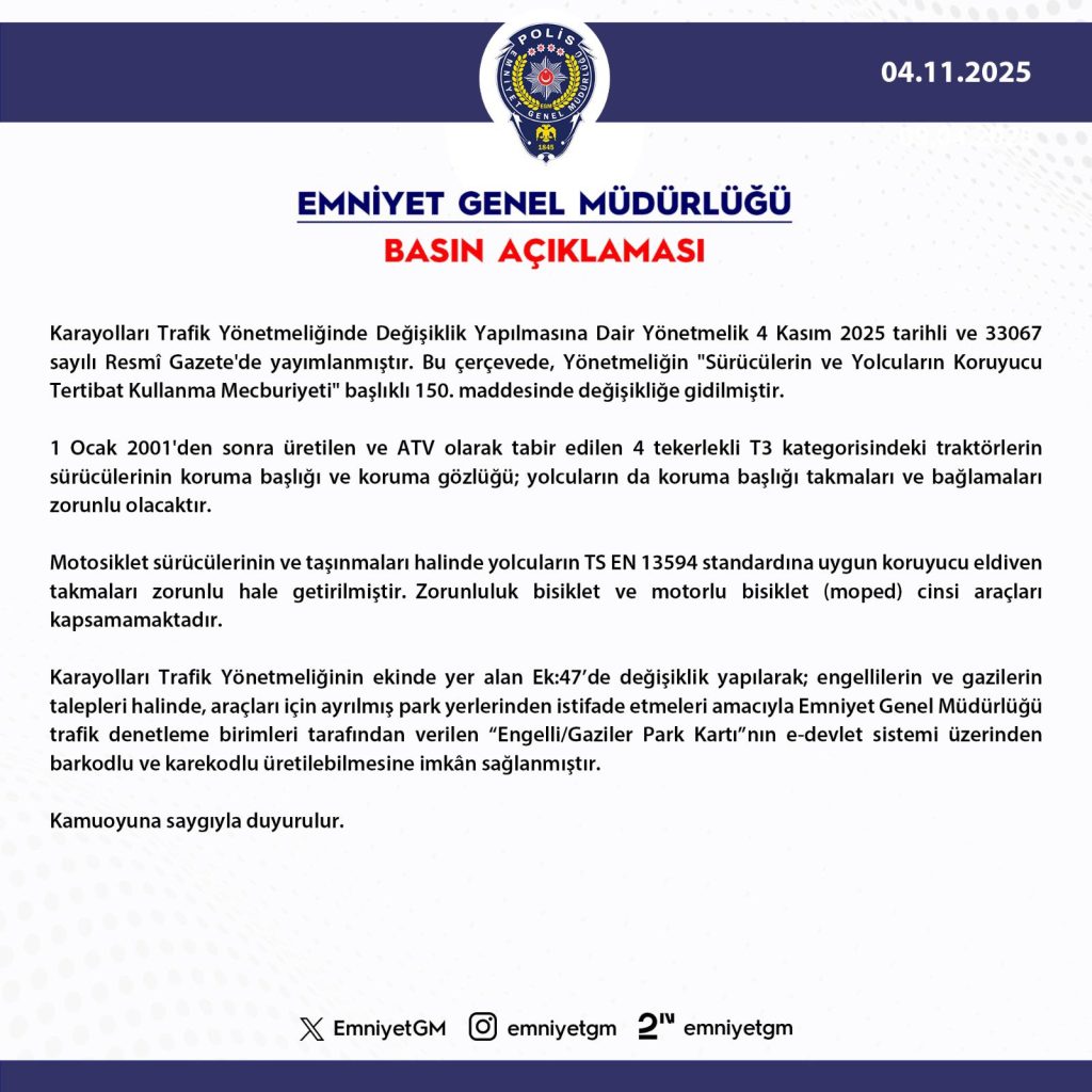 koruyucu eldiven takma zorunluluğu motosiklet sürücüleri koruyucu ekipman Karayolları Trafik Yönetmeliği koruyucu ekipman takma zorunluluğu