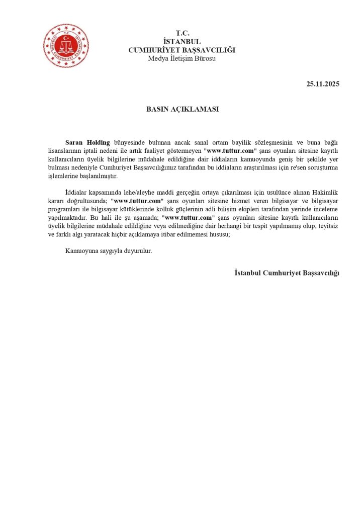 tuttur savcılık soruşturması, tuttur kimin, sadettin saran tuttur, tuttur soruşturma, tuttur bahis soruşturması