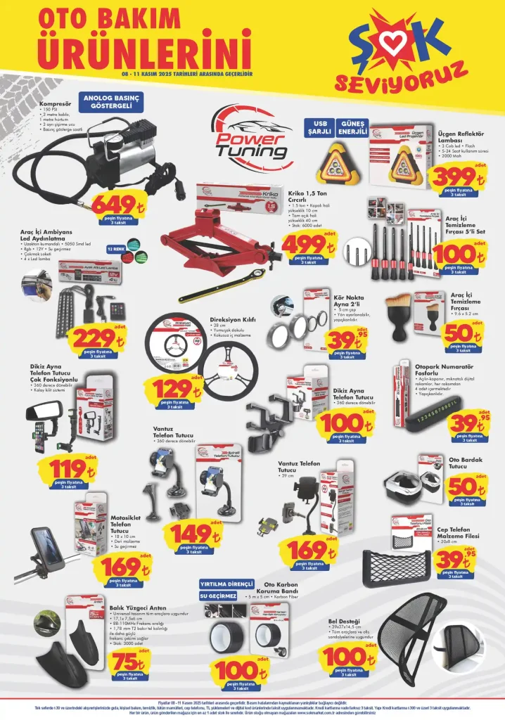 şok aktüel 8 kasım 2025, şok oto bakım ürünleri, şok araç içi aksesuarlar, şok aktüel, şok oto süpürge
