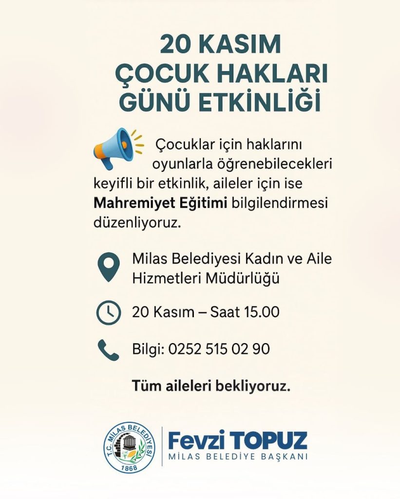 20 Kasım Çocuk Hakları Günü, milas belediyesi çocuk hakları etkinliği, milas belediyesi etkinlik