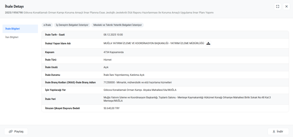 akyaka orman kampı, akyaka orman kampı imar planı, akyaka orman kampı imar planı ihalesi, muğla valiliği akyaka orman kampı, gökova ekoloji meclisi