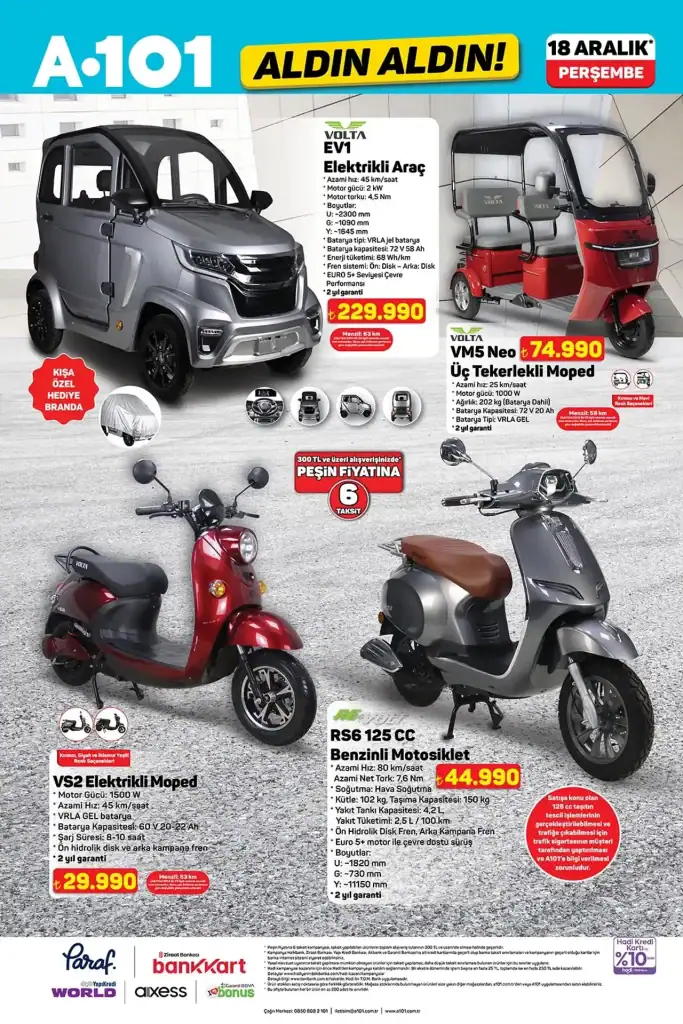 a101 18 aralık 2025, a101 aktüel kataloğu, a101 espresso makinesi, a101 elektrikli moped, a101 aktüel