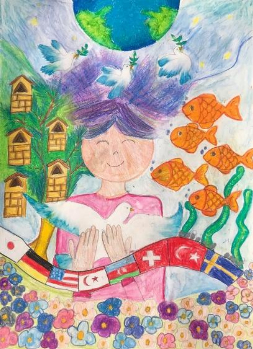 mayors of peace, mayors of peace ödülü, mayors of peace çocuk resim yarışması, elif kayra taşkaya, elif kayra taşkaya resim ödülü