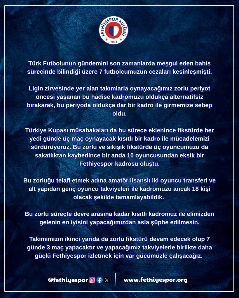 fethiyespor, fethiyespor kadro, fethiyespor kadro açıklaması, fethiyespor oyuncuları, fethiyespor kadro eksiği
