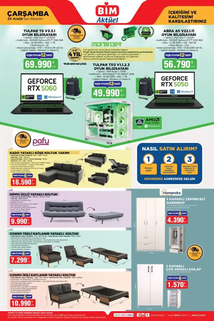 bim aktüel 24 aralık 2025, bim monster oyun bilgisayarı, bim yataklı koltuk, bim aktüel, bim elektronik ürünler