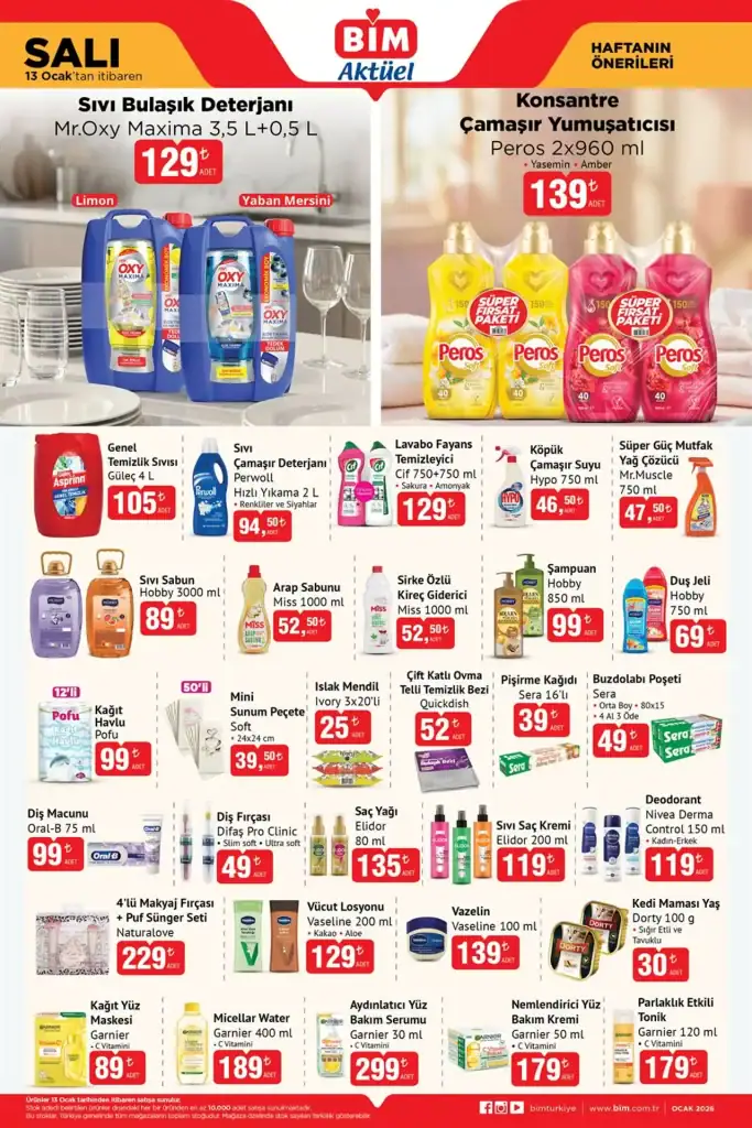 bim aktüel 13 ocak 2026, bim kataloğu, bim indirimli ürünler, bim temizlik ürünleri, bim gıda ürünleri