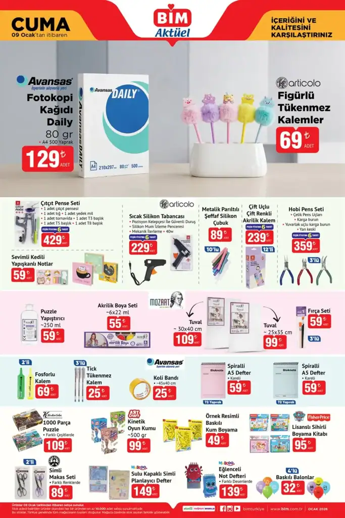 bim aktüel 9 ocak 2026, bim aktüel kataloğu, bim televizyon, bim tefal düdüklü tencere, bim temizlik seti