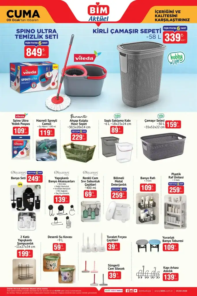 bim aktüel 9 ocak 2026, bim aktüel kataloğu, bim televizyon, bim tefal düdüklü tencere, bim temizlik seti