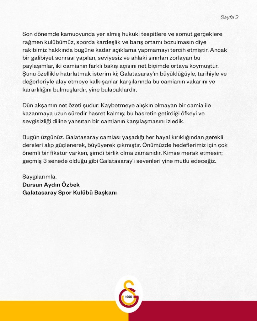 dursun özbek, dursun özbek açıklama, dursun özbek yağmurluk, dursun özbek gökmen özdenak, galatasaray