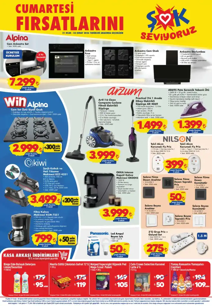 şok aktüel 31 ocak 2026, şok kampanya ürünleri, şok ankastre set, şok okul malzemeleri, şok yuı ürünleri