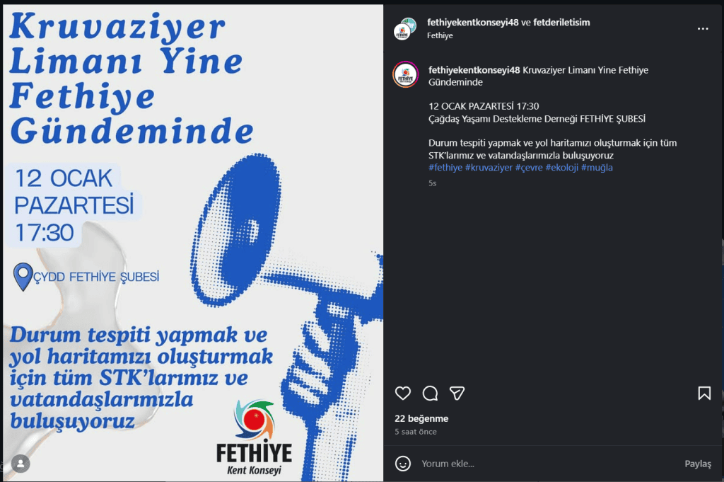 fethiye kruvaziyer limanı toplantı fethiye kent konseyi