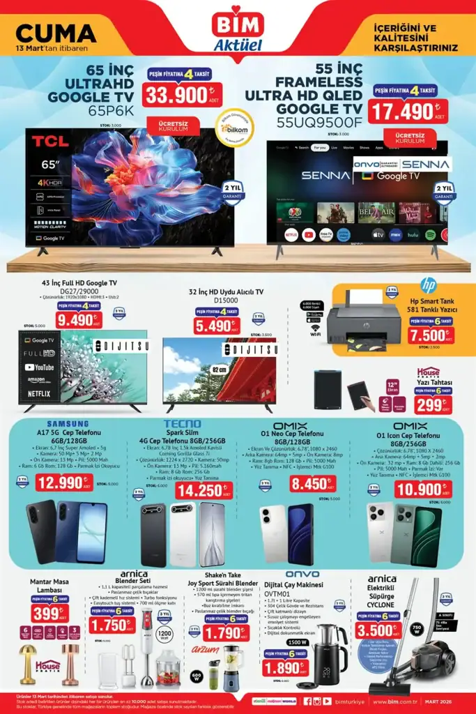 bim aktüel 13 mart 2026, bim aktüel kataloğu, bim 13 mart indirim ürünleri, bim teknoloji ürünleri, bim hırdavat ürünleri