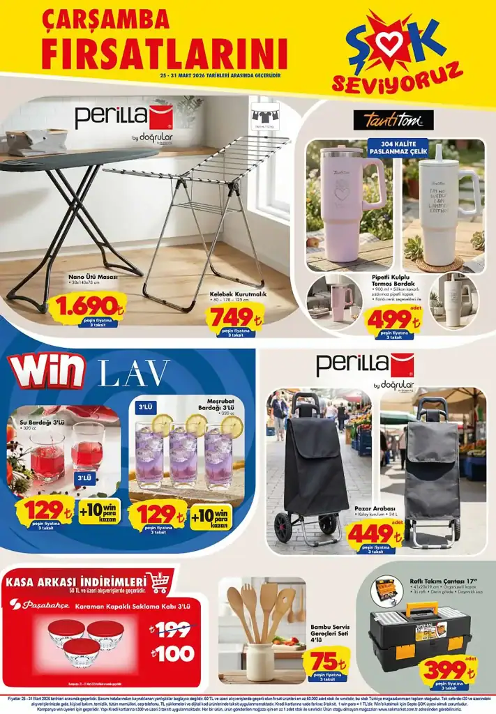 şok aktüel 25 mart 2026, şok katalog, şok indirim ürünleri, şok küçük ev aletleri fiyatları, şok saat fiyatları