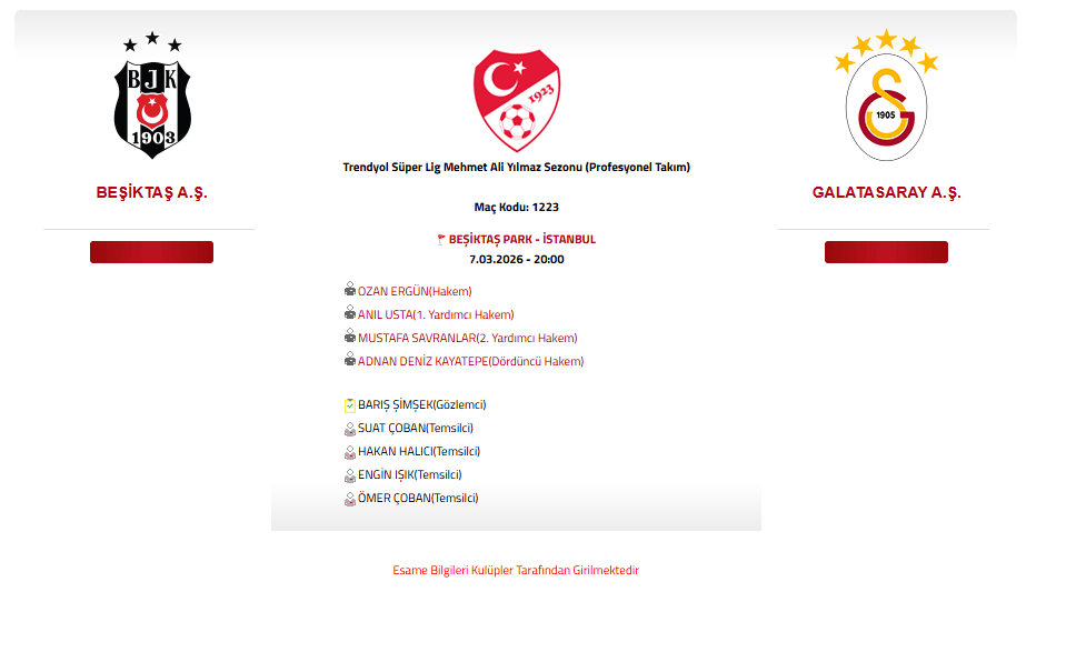 ozan ergün derbi, ozan ergün hakem, ozan ergün beşiktaş karnesi, ozan ergün galatasaray karnesi, ozan ergün yönettiği maçlar