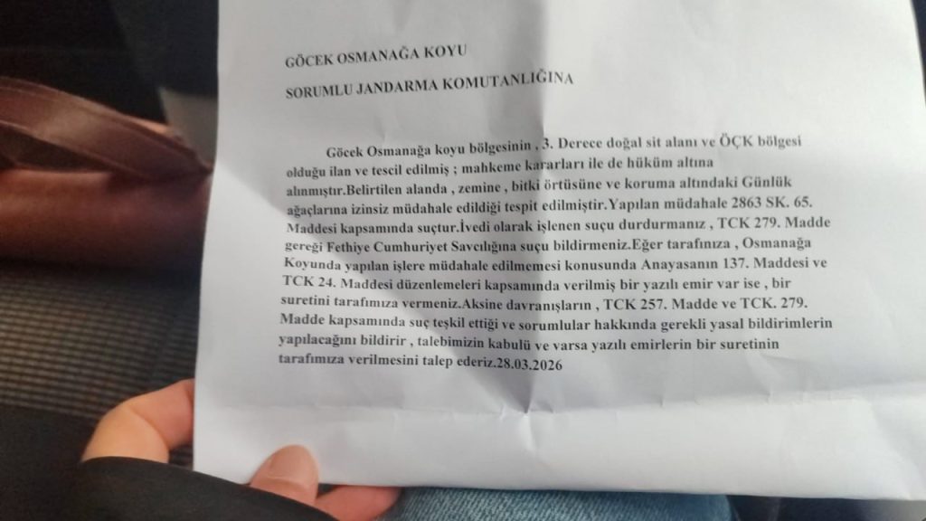 göcek avukat osmanağa koyu dilekçe osmanağa koyu jandarma personeli avukat dilekçe günlüklü koyu