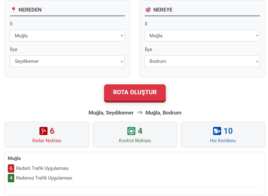 muğla radar, bodrum radar, fethiye radar, radar, içişleri bakanlığı radar