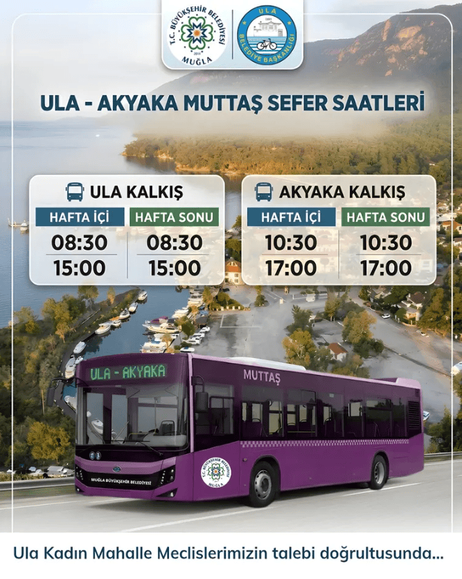 ula akyaka hattı, ula akyaka seferi, ula akyaka, akyaka, ula akyaka dolmuş