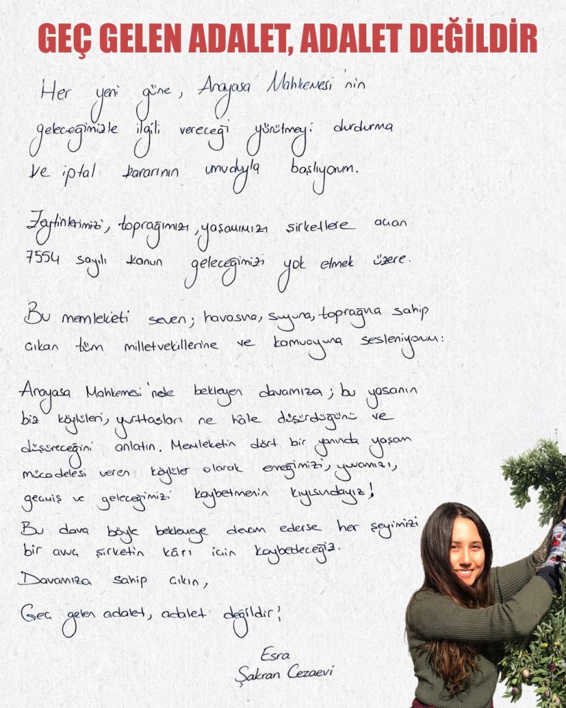 esra ışık, esra ışık mektup, ikizköy, akbelen, akbelen ormanı