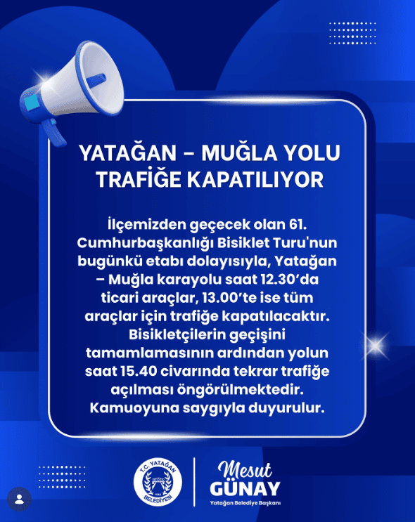 yatağan muğla yol yatağan belediyesi bisiklet turu ikinci etap cumhurbaşkanlığı bisiklet turu yatağan bisiklet turu