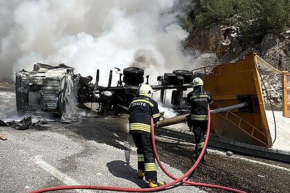 milas tır kazası, milas tır, milas kaza, milas tır yangını, milas trafik kazası