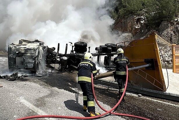 milas tır kazası, milas tır, milas kaza, milas tır yangını, milas trafik kazası