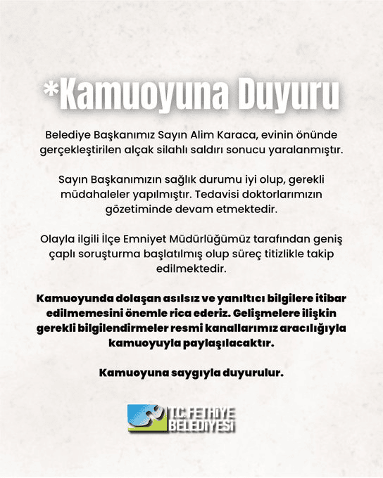 fethiye belediyesi duyuru fethiye belediye başkanı kamuoyu duyurusu fethiye belediyesi alim karaca alim karaca duyuru