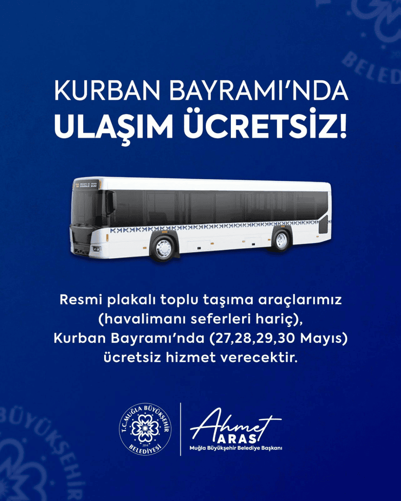 muğla kurban bayramı toplu taşıma 