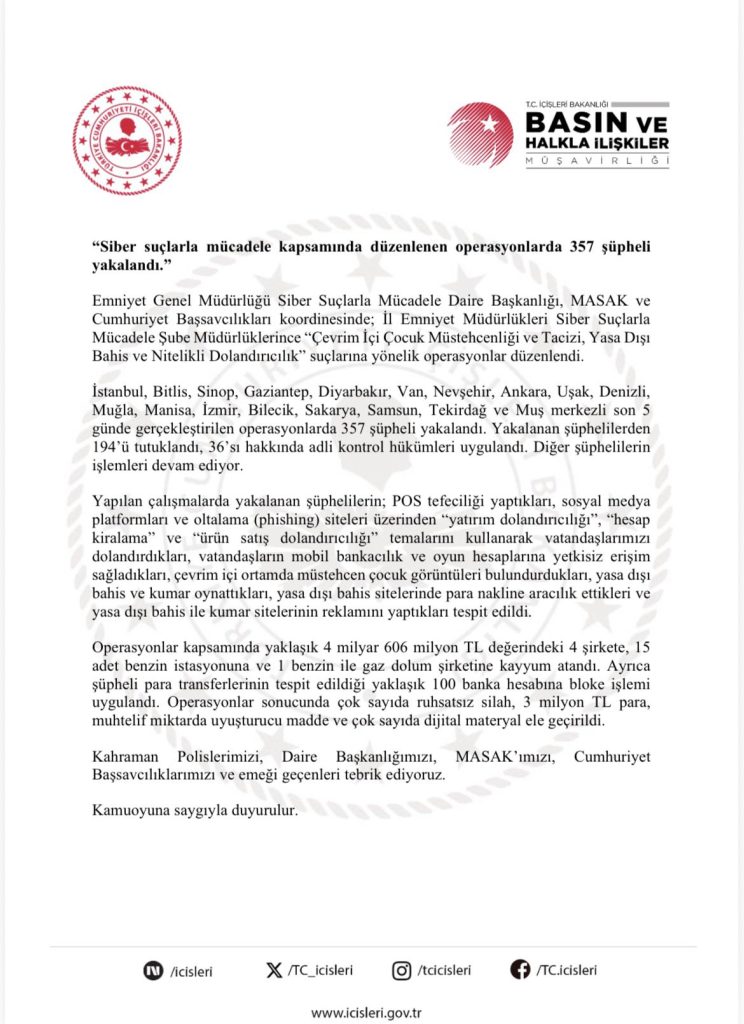 Muğla dahil 18 ilde “Siber Suçlarla Mücadele” operasyonu: 35
