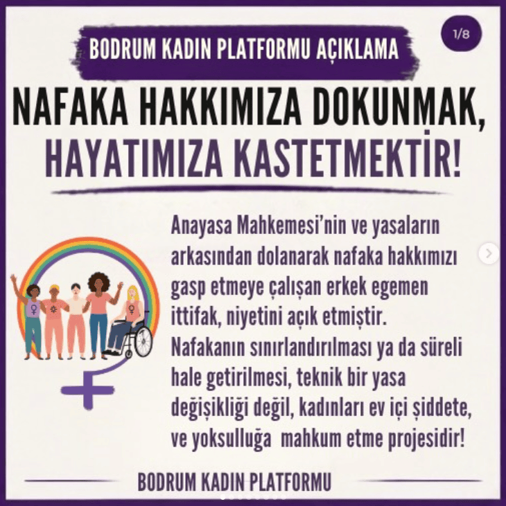 nafaka hakkı aym nafaka düzenlemesi bodrum kadın platformu anayasa mahkemesi yoksulluk nafakası süresiz nafaka anayasa mahkemesinin yoksulluk nafaka